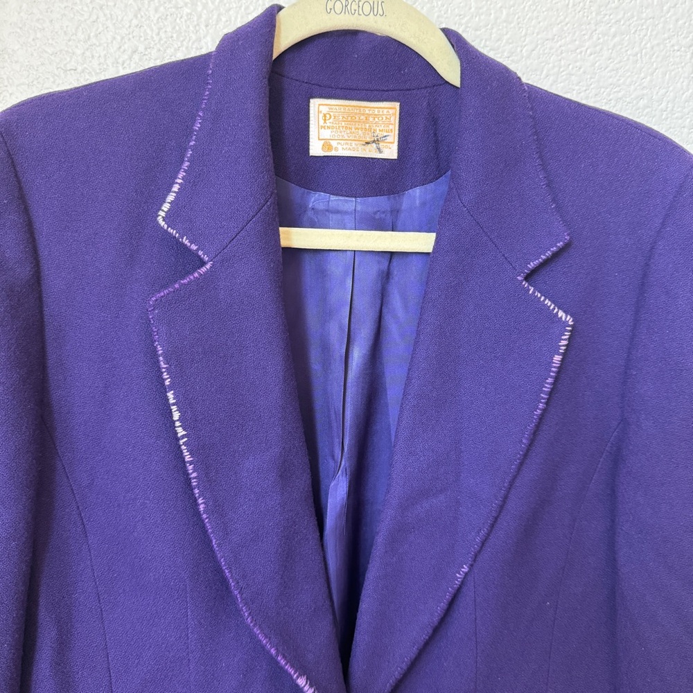 Custom Pendleton Vintage Purple Blazer with Wolf Zombie patch Size 10 - Picture 3 of 15